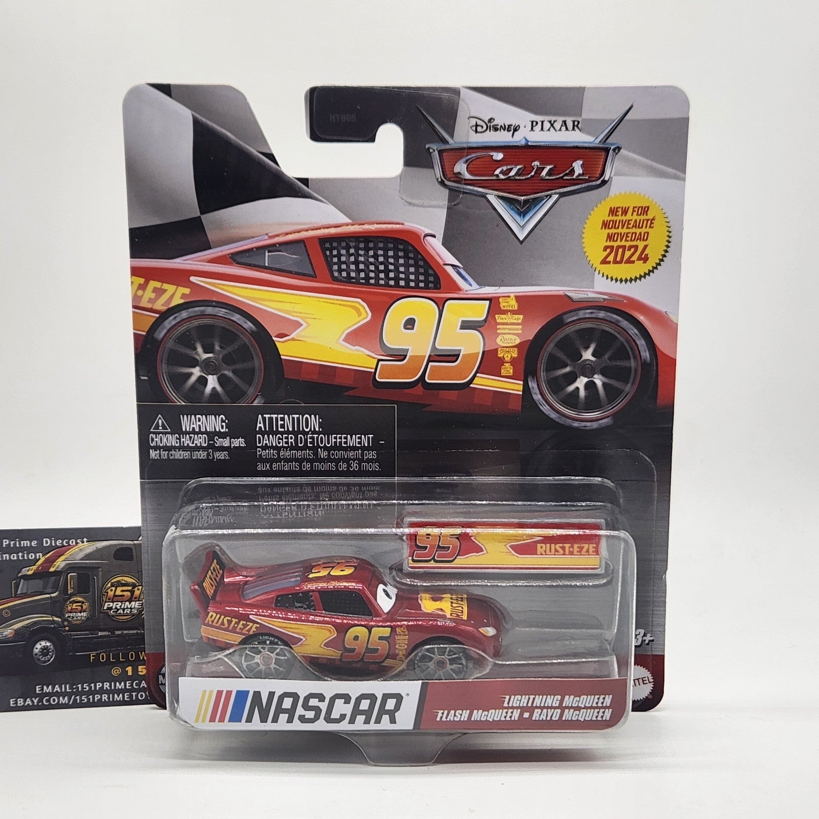 Lightning Flash Rayo McQueen Rust-Eze 95 Nascar #95 Disney Pixar Cars 2024 1:55 0