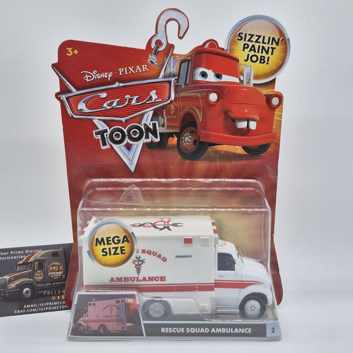 Disney Pixar Cars Toon Rescue Squad Ambulance #2 Mega Size Mattel New 20090
