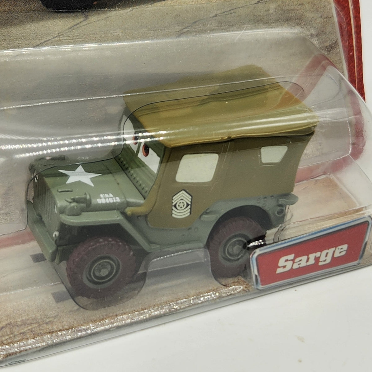 DISNEY PIXAR CARS SARGE IN GREEN 2006 DESERT SERIES 1942 WW II WILLEY ARMY JEEP1