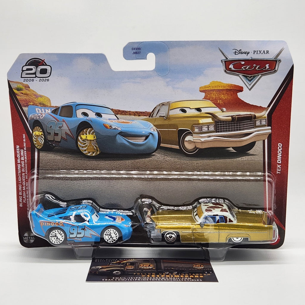 Disney Pixar Cars Bling Bling Lightning McQueen Tex Dinoco 2 Pack 20th 2026 New0