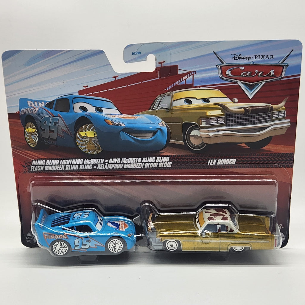 Disney Pixar Cars Bling Bling Lightning McQueen and Tex Dinoco 1:55 Diecast0
