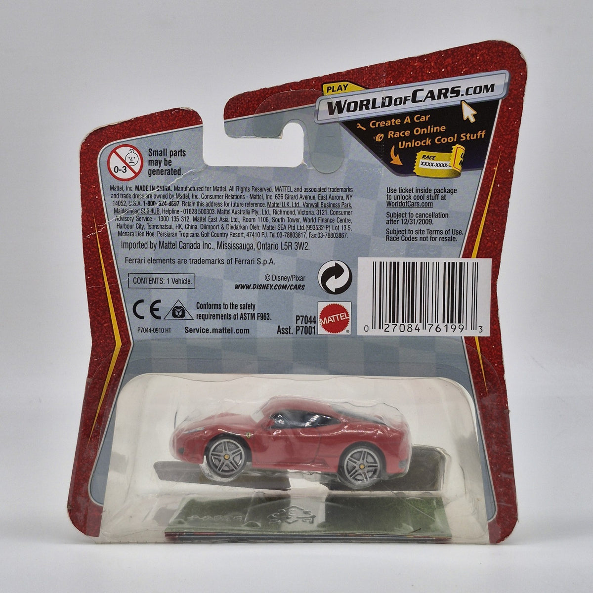 Disney Pixar cars The World Of Cars FERRARI F430 Chase Mattel 2009 1:55 Diecast2