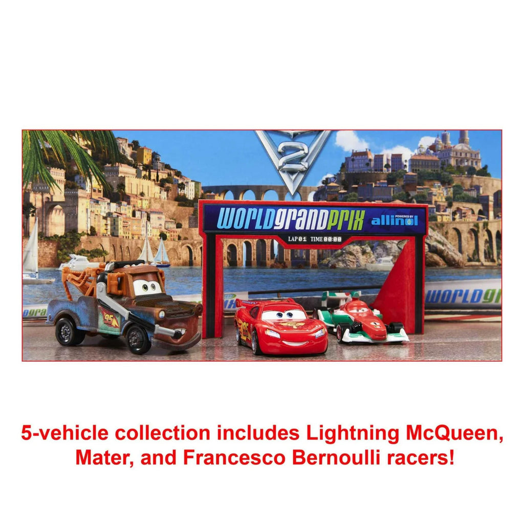 NEW Disney Pixar Cars 5 pack Shiftwell McMissile Pit Crew Mater Bernouli McQueen3