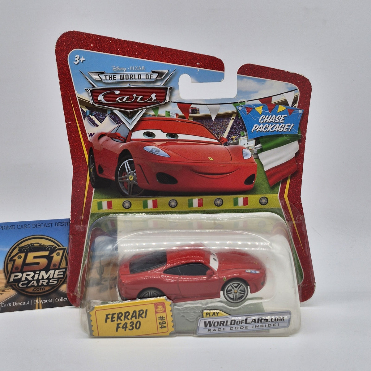 Disney Pixar cars The World Of Cars FERRARI F430 Chase Mattel 2009 1:55 Diecast0