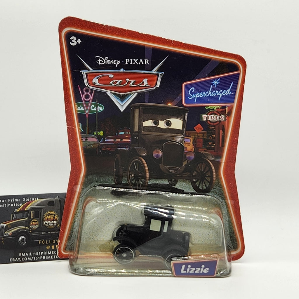 2007 Disney Pixar Cars Supercharged Lizzie Diecast Toy Car Mattel 1:550