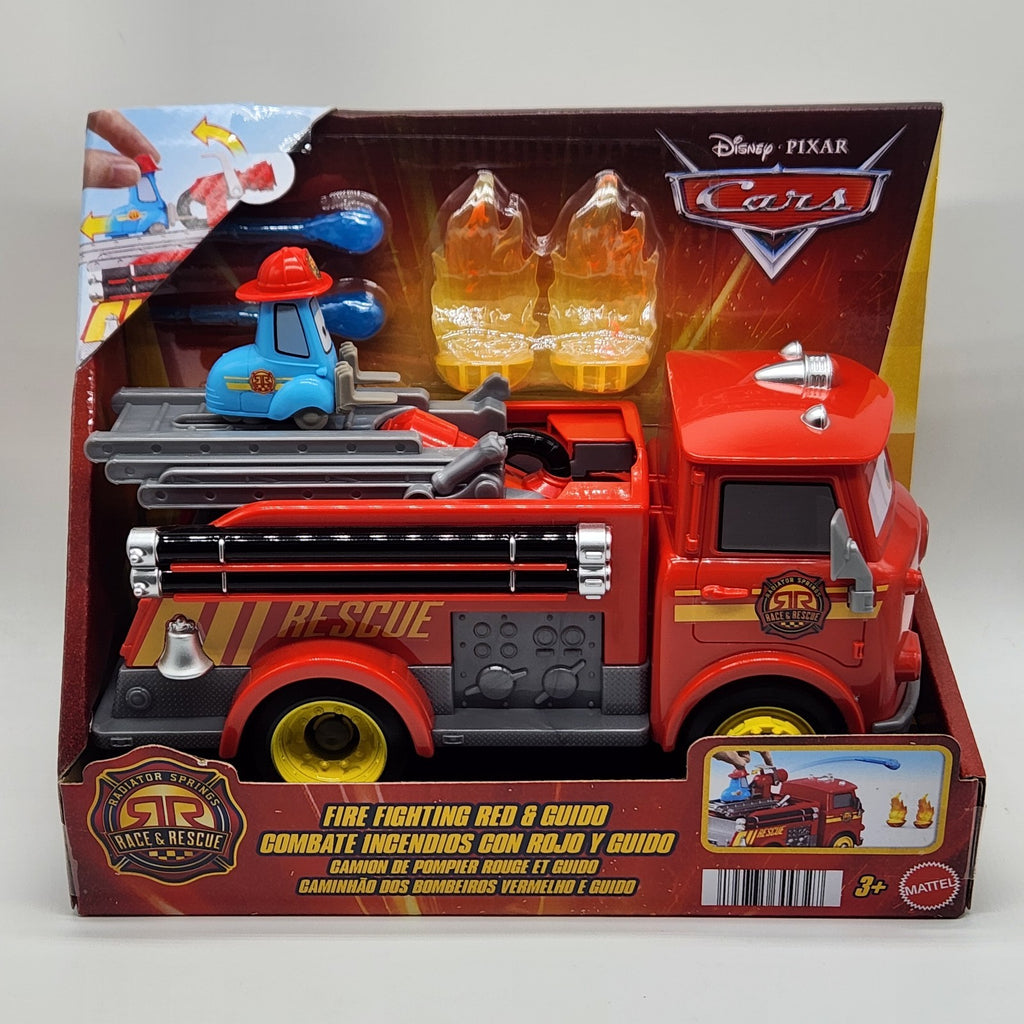 Disney Pixar Cars Radiator Springs Race & Rescue 9"  Fire Fighting Red & Guido1
