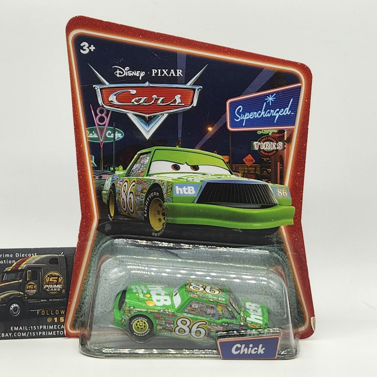 Chick Hicks 2007 Disney Pixar Cars Supercharged 1:55 NEW SEALED Mattel Toy0