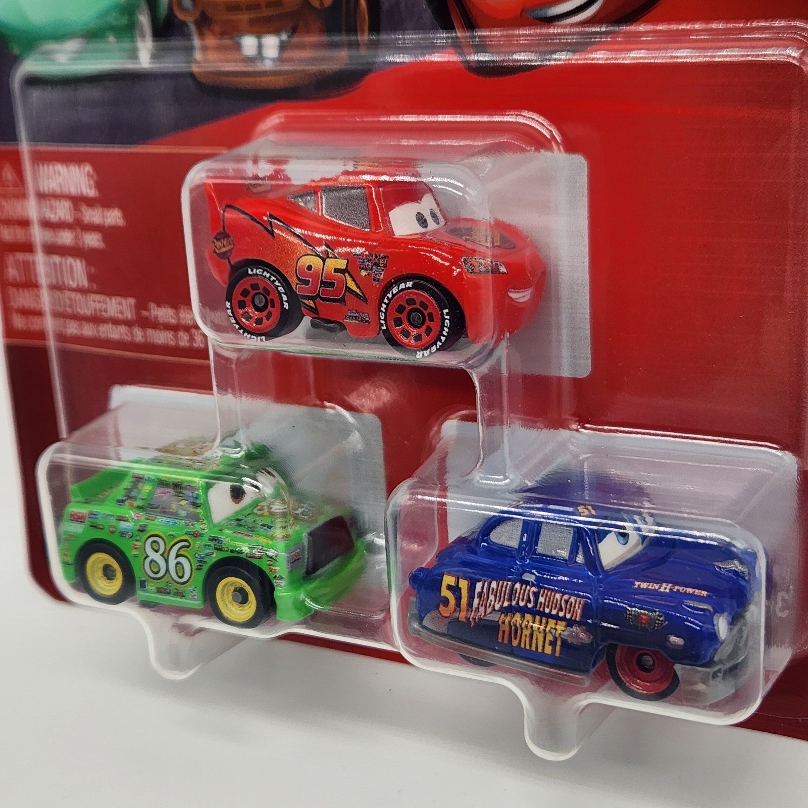 Disney Pixar Cars Mini Racers 3 Pk McQueen, Chick Hicks & Fabulous Hudson0