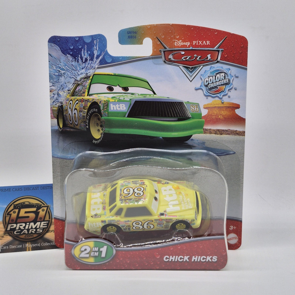 NEW Disney Pixar Cars Chick Hicks 2 in 1 Color Changers RARE Yellow Green Mattel0
