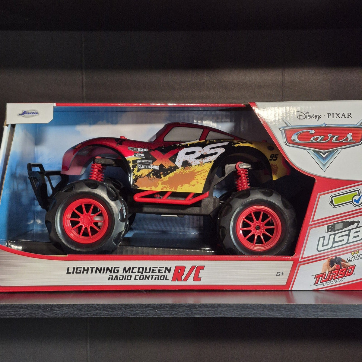 Jada Toys Disney Pixar Cars Lightning McQueen R/C Remote Control Car Red USB New0