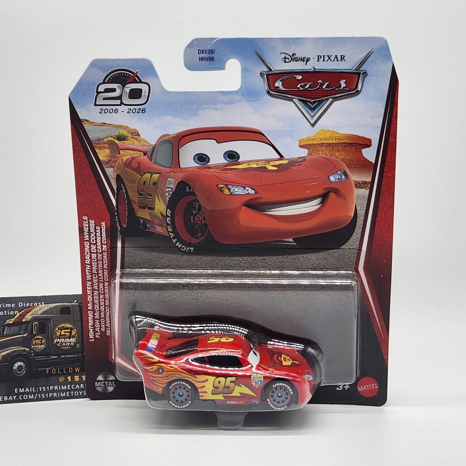 20th Anniversary Disney Pixar Cars Lightning McQueen Racing Wheels   FLM20 0