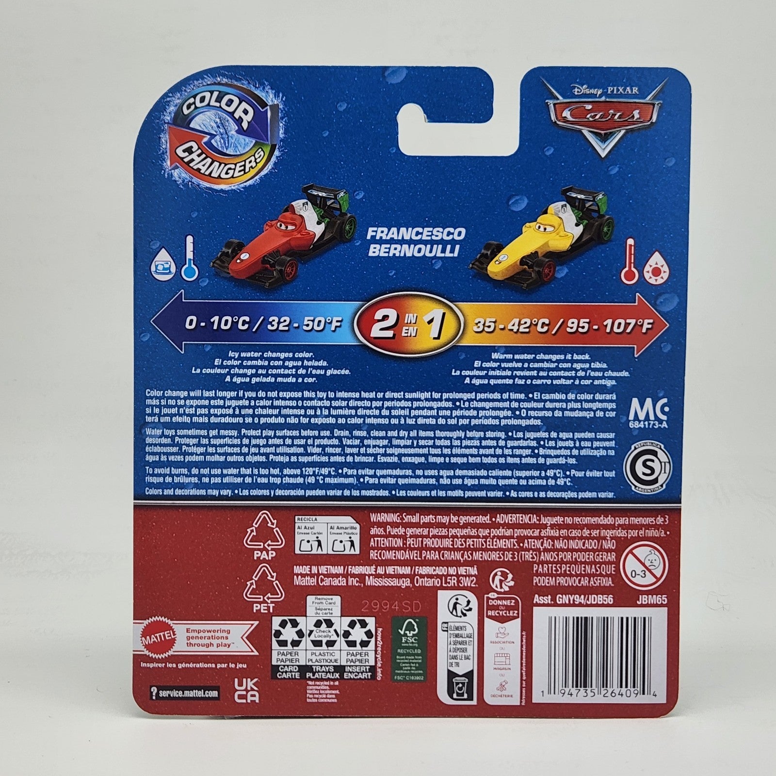 Disney Pixar Cars Color Changers GRC FRANCESCO BERNOULLI Diecast Car Collectible1