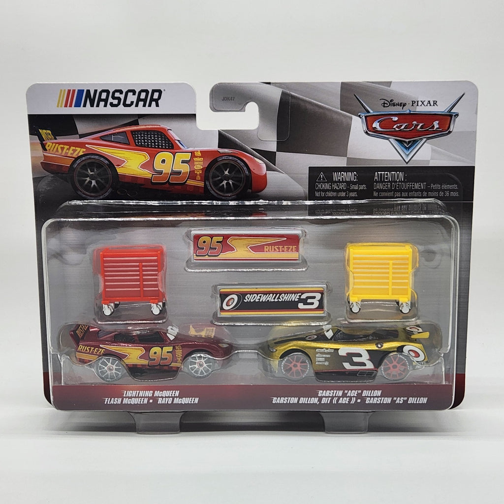 Disney Pixar Cars NASCAR 2 Pack Lightning McQueen Carstin Ace Dillon Tool Box0