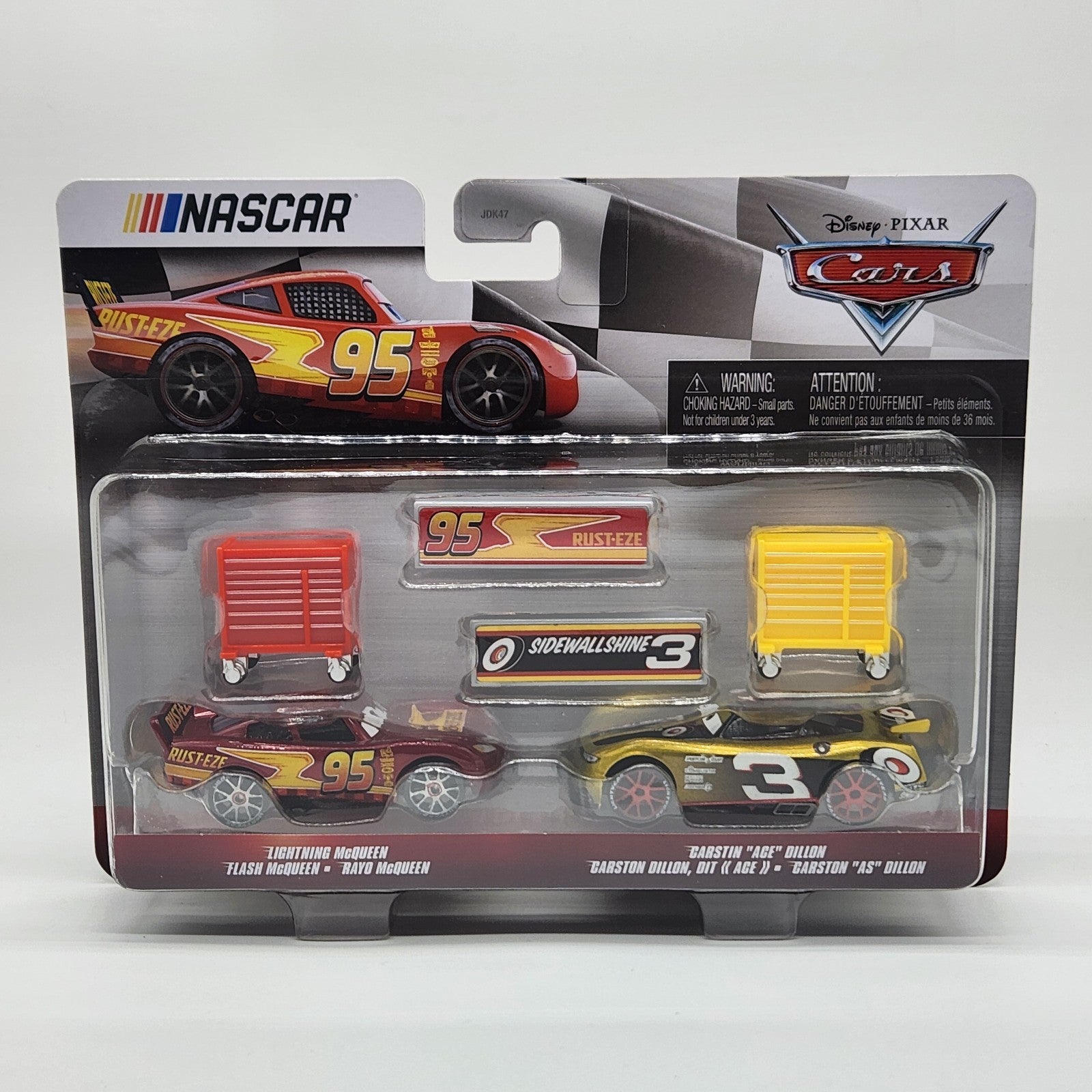 Disney Pixar Cars NASCAR 2 Pack Lightning McQueen Carstin Ace Dillon Tool Box0
