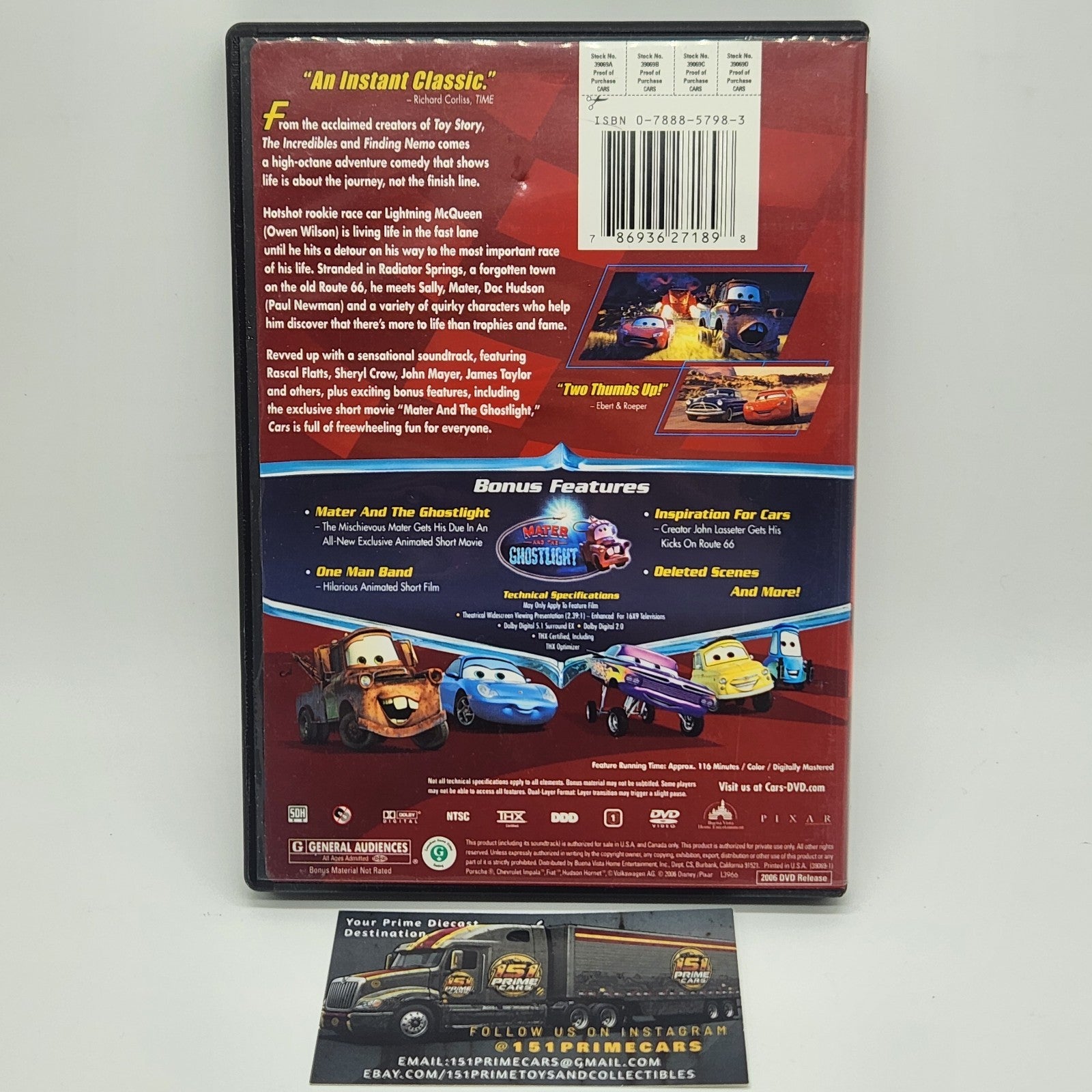 2006 Disney Pixar Cars DVD Video Widescreen Lightning Mcqueen2
