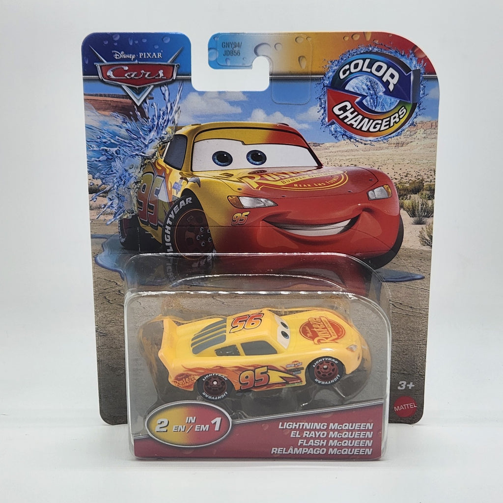 Mattel 1:55 Disney Cars Color Changers Lightning McQueen Yellow And Red Toy0