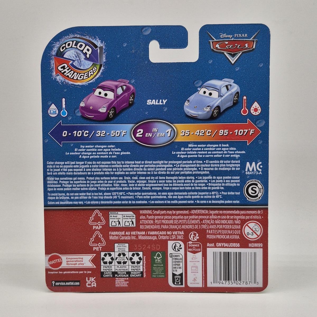 Sally Color Changers Disney Pixar Cars 1:55 Plastic Toy 20252