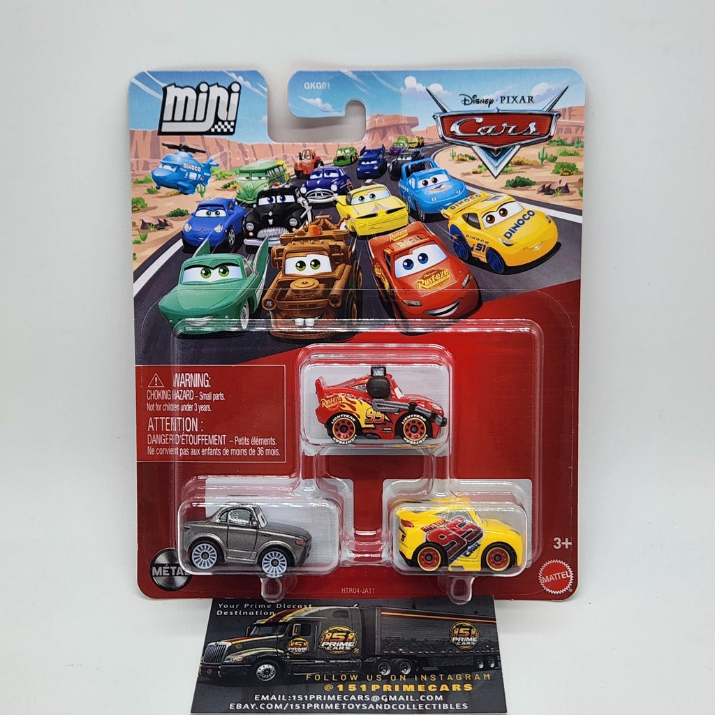 DISNEY PIXAR CARS MINI RACERS 3 PACK MCQUEEN HEADSET STERLING 2026 1
