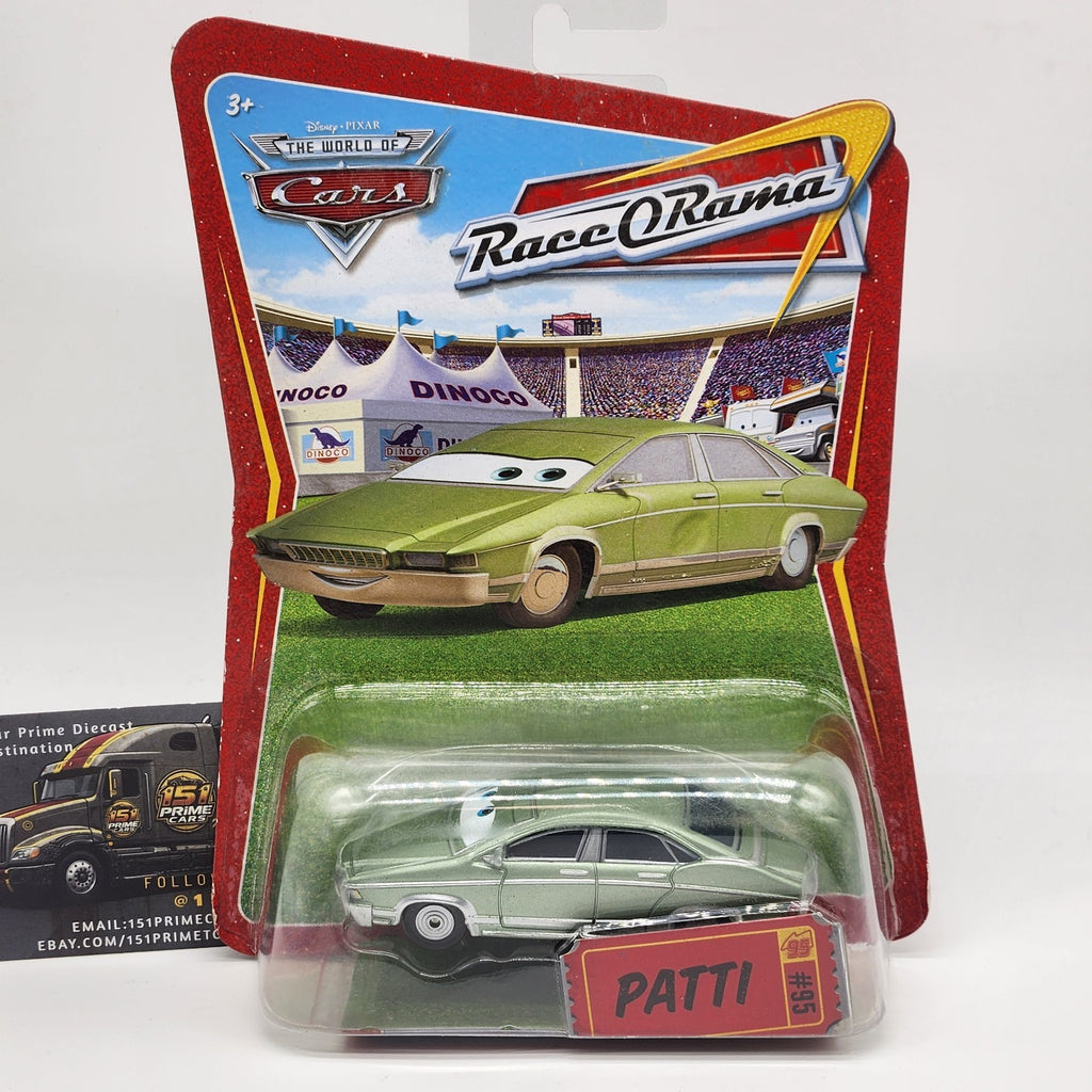 Disney Pixar Cars Race O Rama PATTI #95 Die cast car 1:55 Mattel Toy Green0