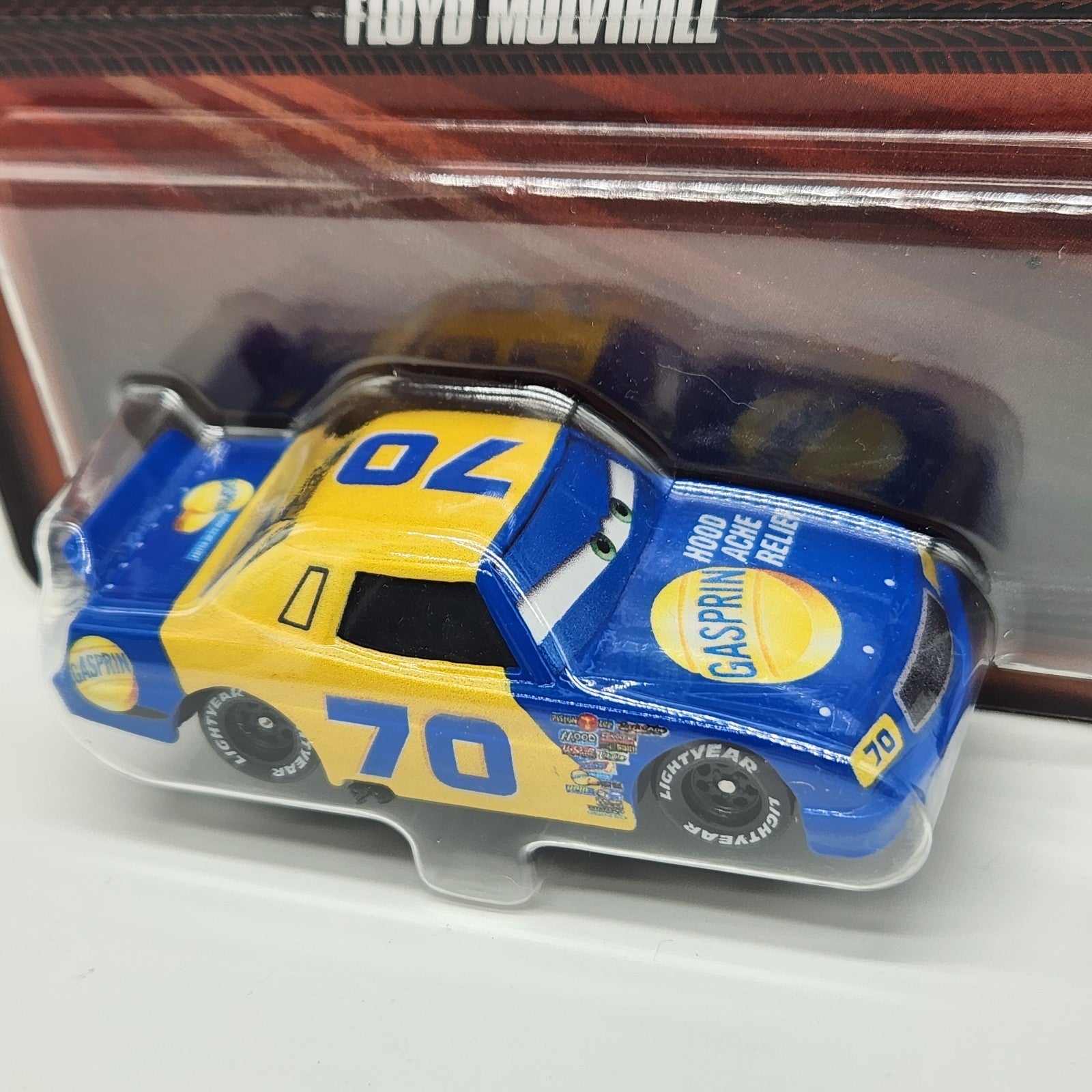 Disney Pixar Cars 1:55 Floyd Mulvihill GASPRIN Piston Cup Racer Blue Yellow1