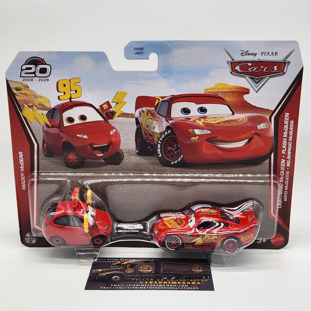 Lightning McQueen Maddy McGear 2 Pack Disney Pixar Cars 20th Anniversary Diecast0