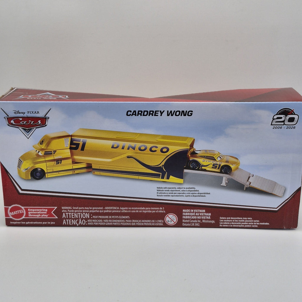 20th Anniversary Disney Pixar Cars Cardrey Wong Dinoco Hauler Diecast Truck 20262