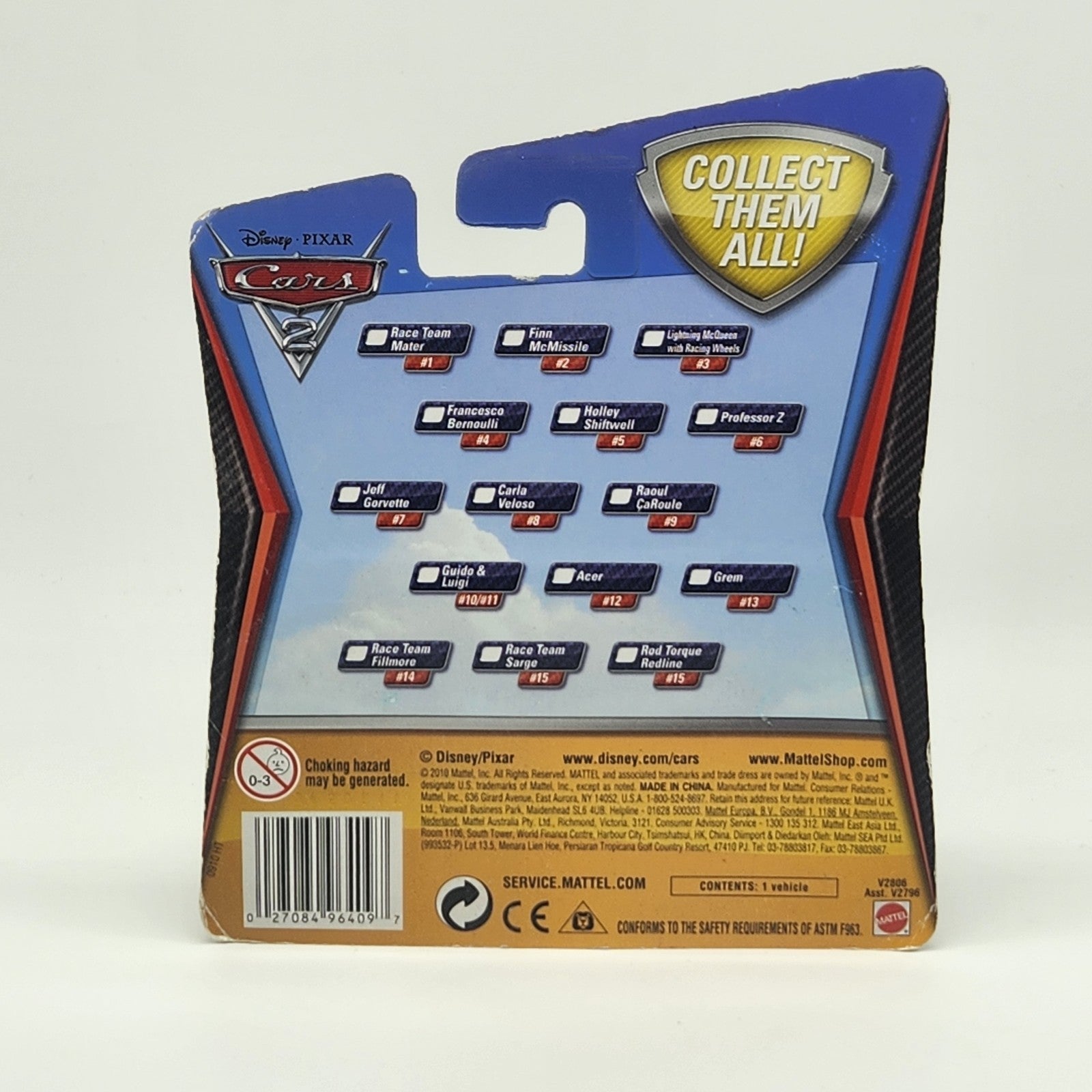 Professor Z 2010 DISNEY PIXAR CARS 2 1:55 Diecast Toy V28062