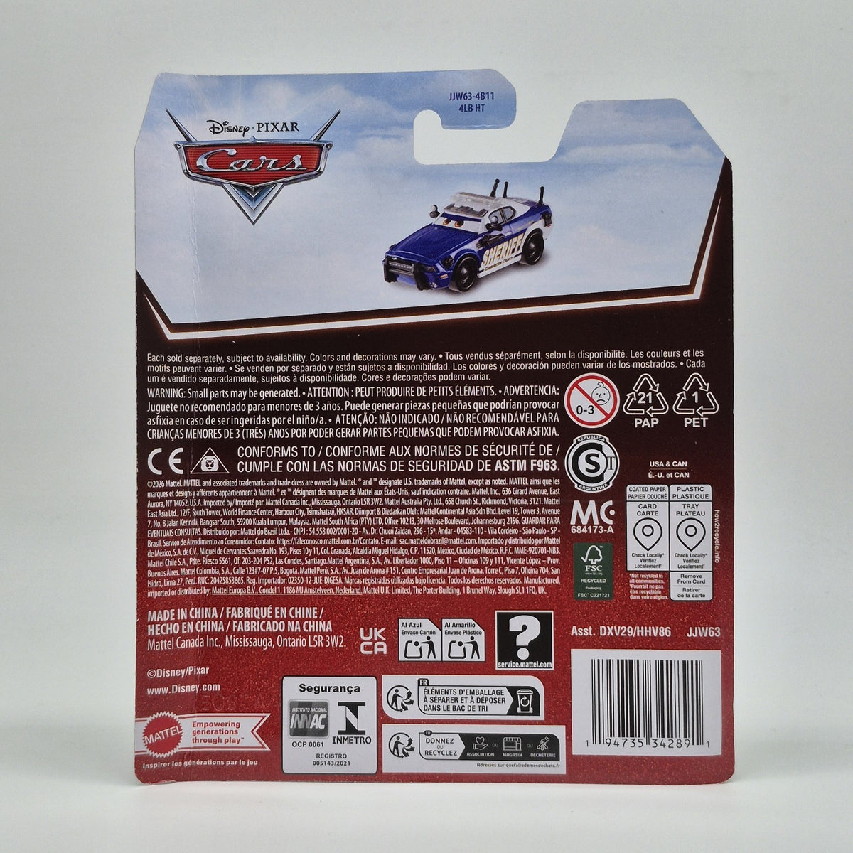 Disney Pixar Cars Mike 07 Sheriff 20th Anniversary New 2026 Metal Series2