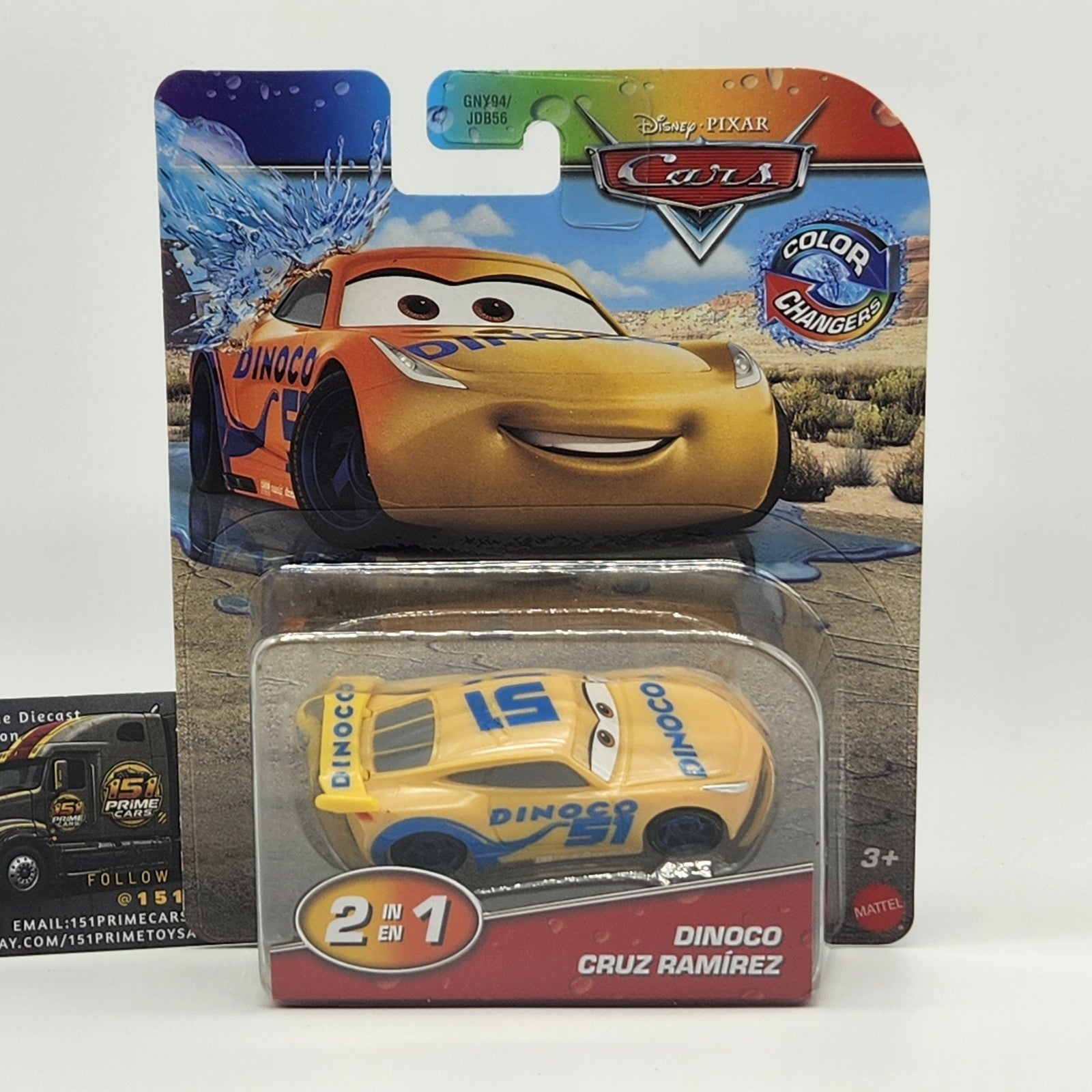 Disney Pixar Cars Color Changers Dinoco Cruz Ramirez 1:55 Orange Yellow Mattel0