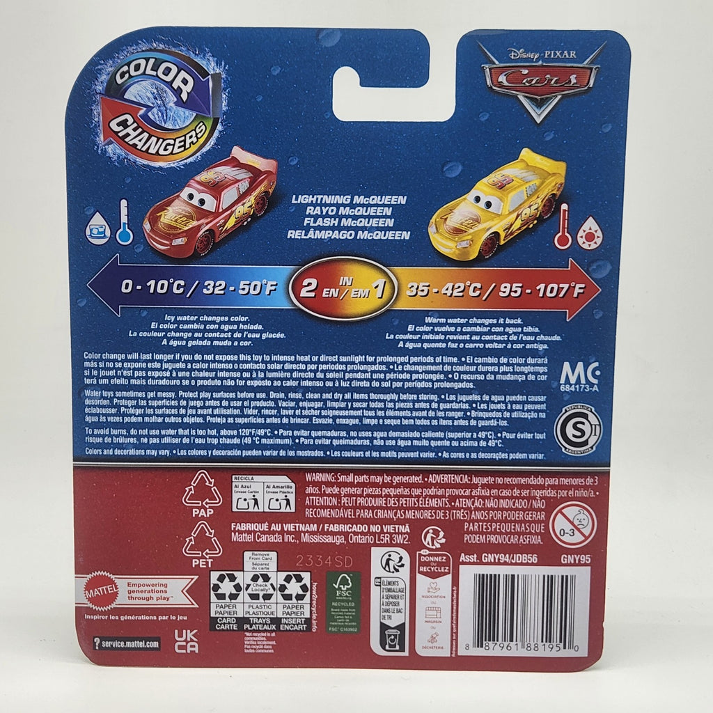 Mattel 1:55 Disney Cars Color Changers Lightning McQueen Yellow And Red Toy2