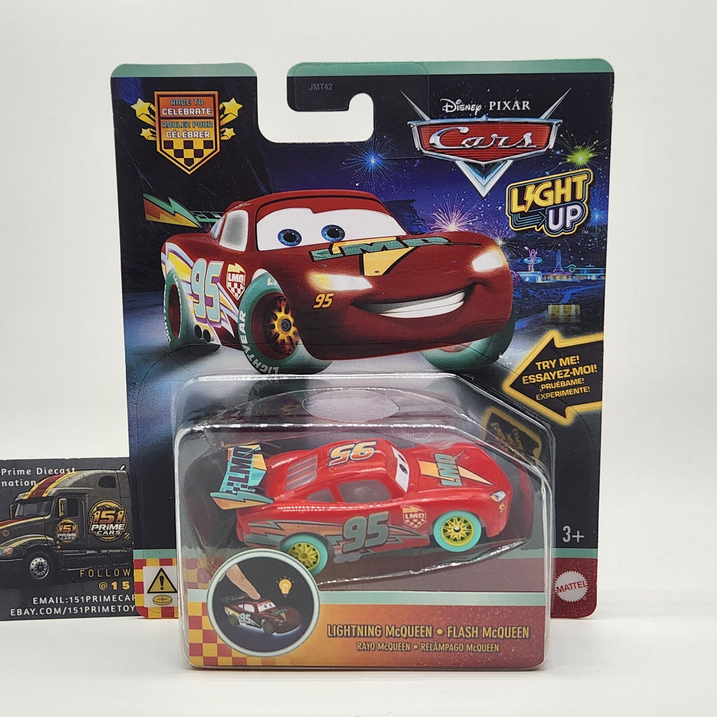 Disney Pixar Cars Light Up Lightning McQueen Race To Celebrate Mattel New 20260