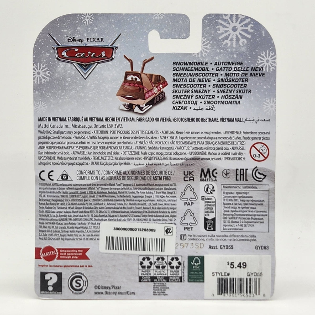 Snowmobile Disney Pixar Cars Holiday Christmas Winter Series Diecast 1:55 2